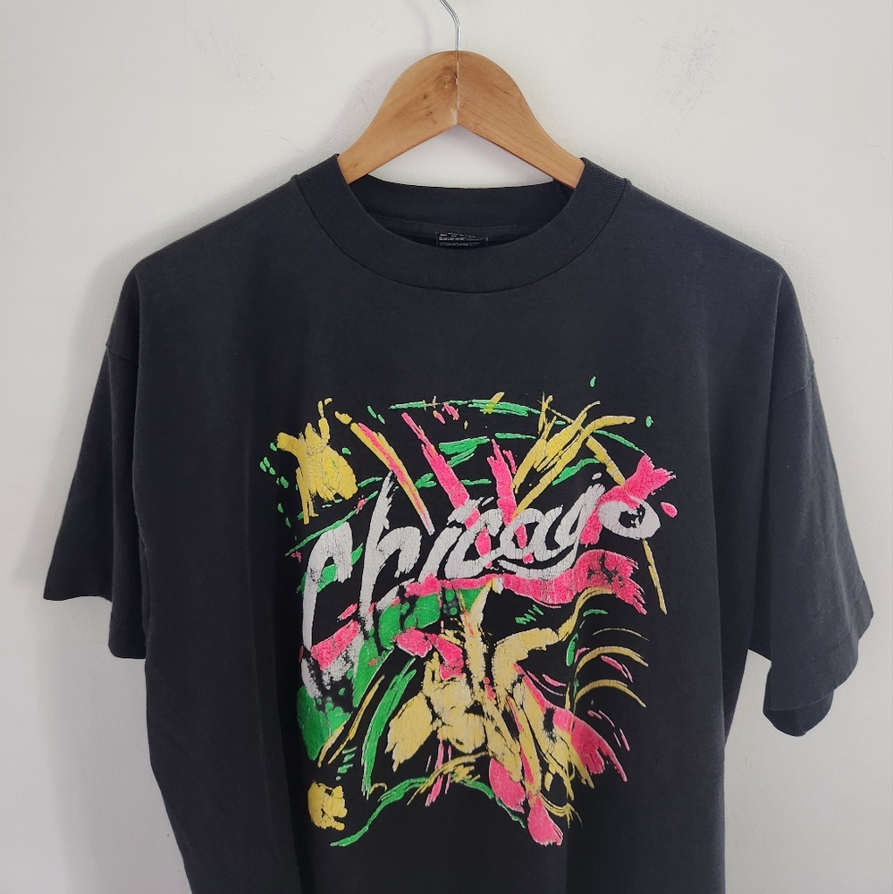 Vintage Single Stitch Chicago Graphic Tee Best Fruit of the Loom Sz XL